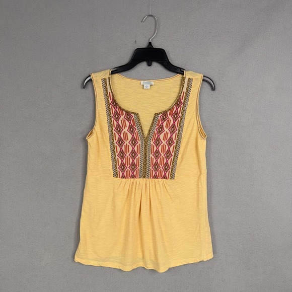 Sundance Tops - Sundance Tank Top Womens Small Yellow Embroidered Scoop Neck Sleeveless Boho